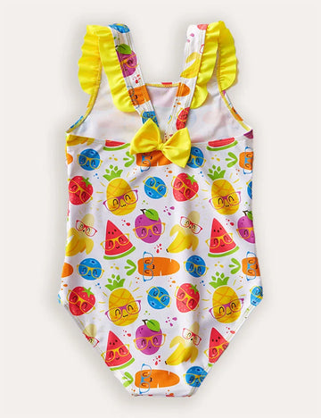 Cartoon Fruit Print One-piece Swimsuit